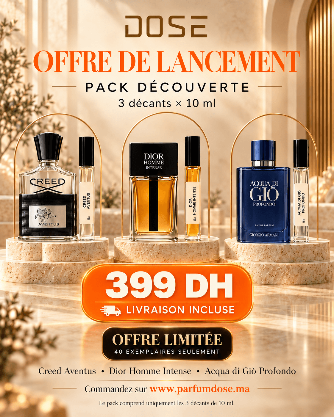 DIOR-CREED-GIORGIO ARMANI PACK DE LANCEMENT